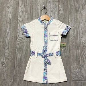 LUCY SYKES New York Shirt Waist Dress White Retro‎ Swirl Sz Girls 2/2T NEW NWT!
